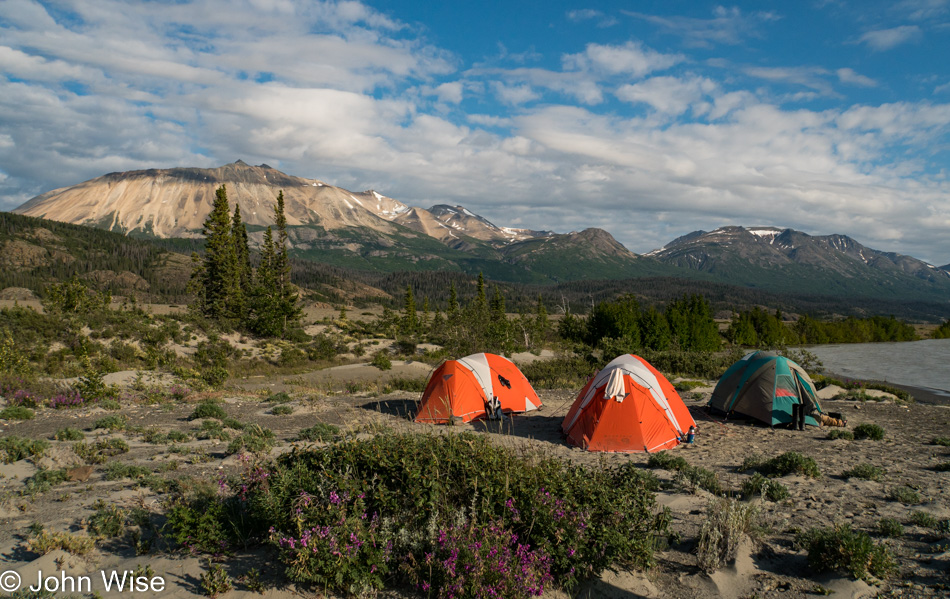 Camping on the Alsek River in Yukon, Canada