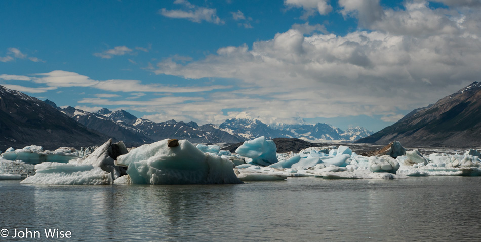 Icebergs in Lowell lake in Kluane National Park Yukon, Canada