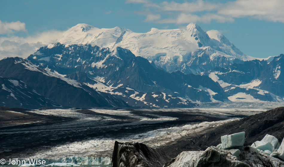 Mount Kennedy in the distance standing over the Lowell Glacier in Yukon, Canada