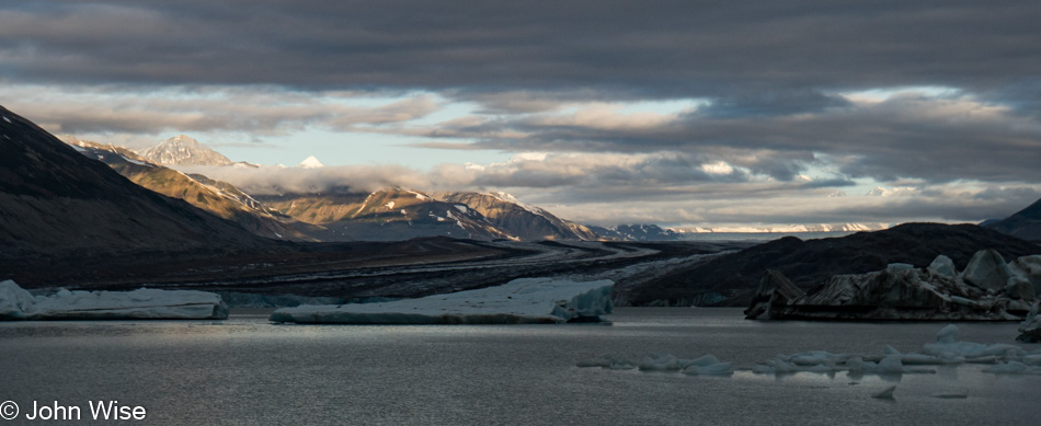 Sunrise over Lowell Glacier and the lake in Kluane National Park Yukon, Canada