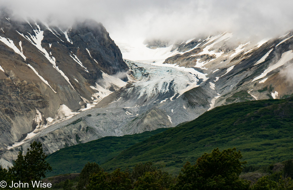 A random glacier emerging next to the Alsek River in British Columbia, Canada
