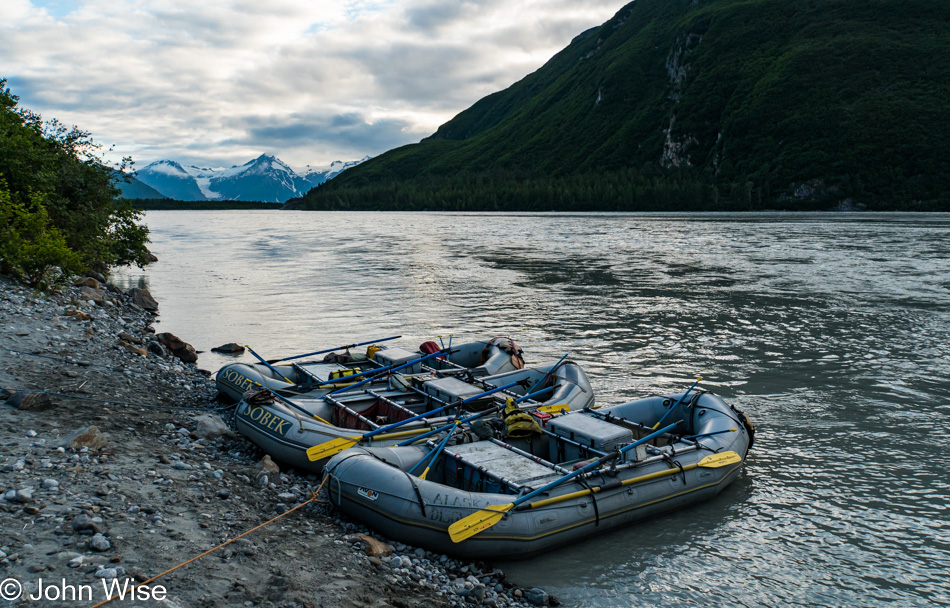 Rafts on the Alsek River in Alaska, United States