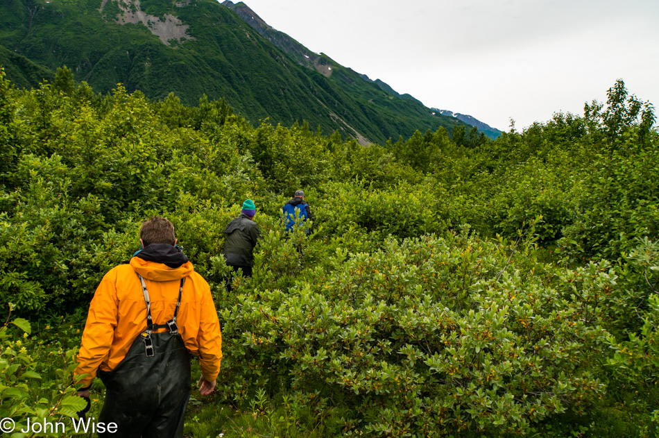 Hiking near Alsek Lake in Alaska, United States