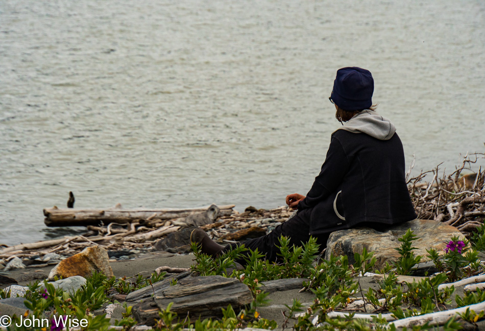 Caroline Wise on the Alsek Lake in Alaska