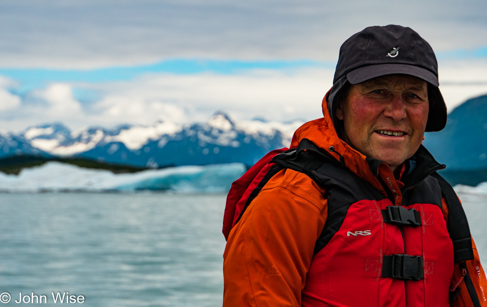William Mather on Alsek Lake in Alaska