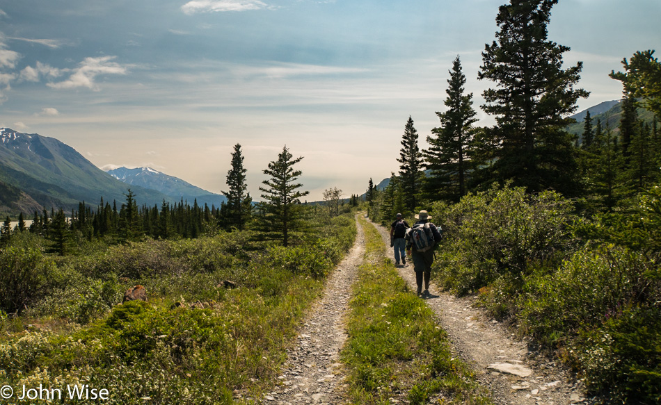 Don and Caroline walking ahead of me on the Alsek Valley Trail in Kluane National Park Yukon, Canada