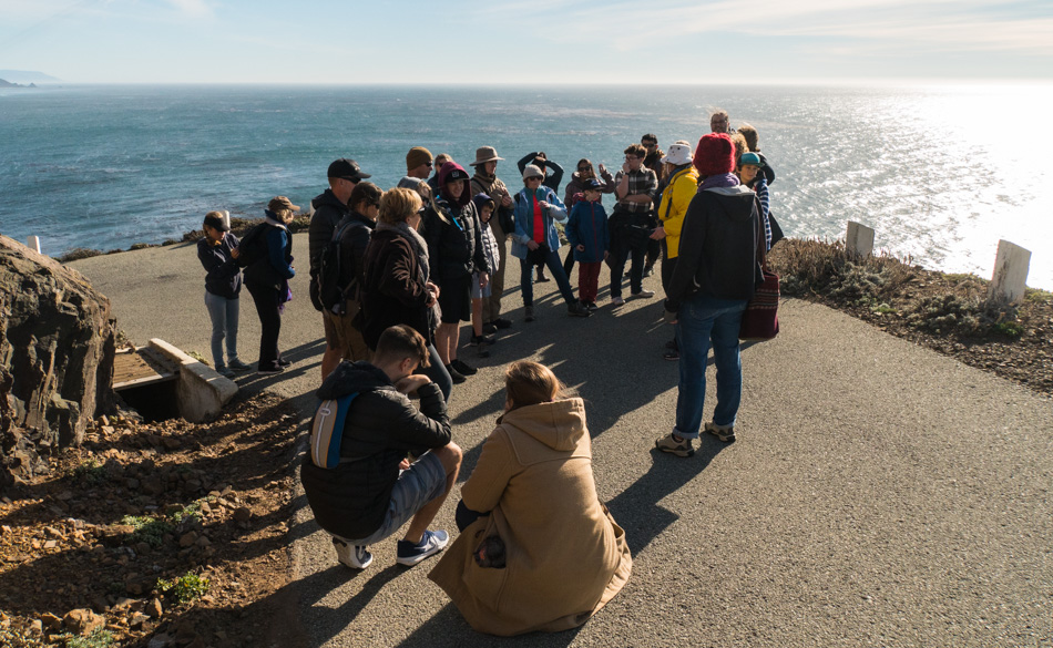 Walking up the paved trail to the Point Sur Light Station