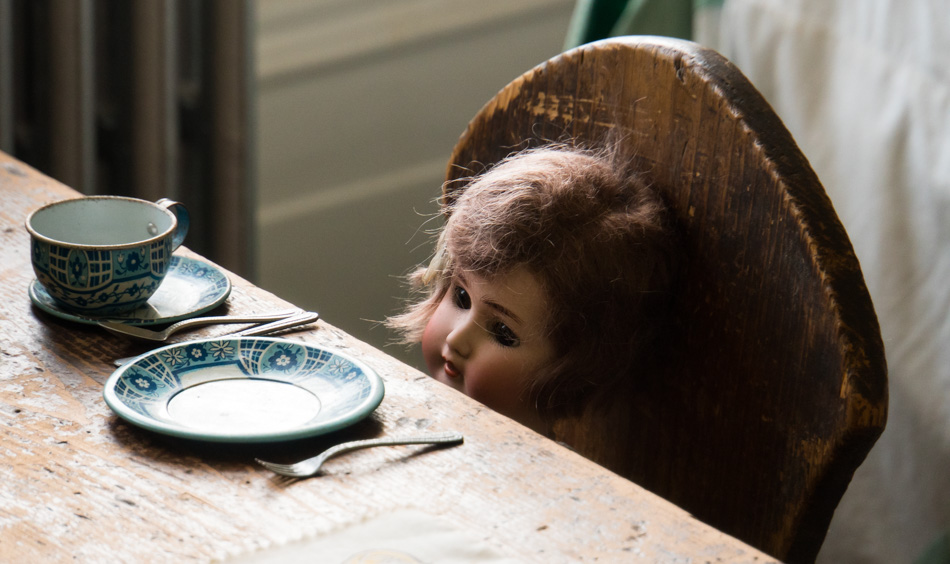 A doll inside one of the renovated houses at Point Sur Light Station