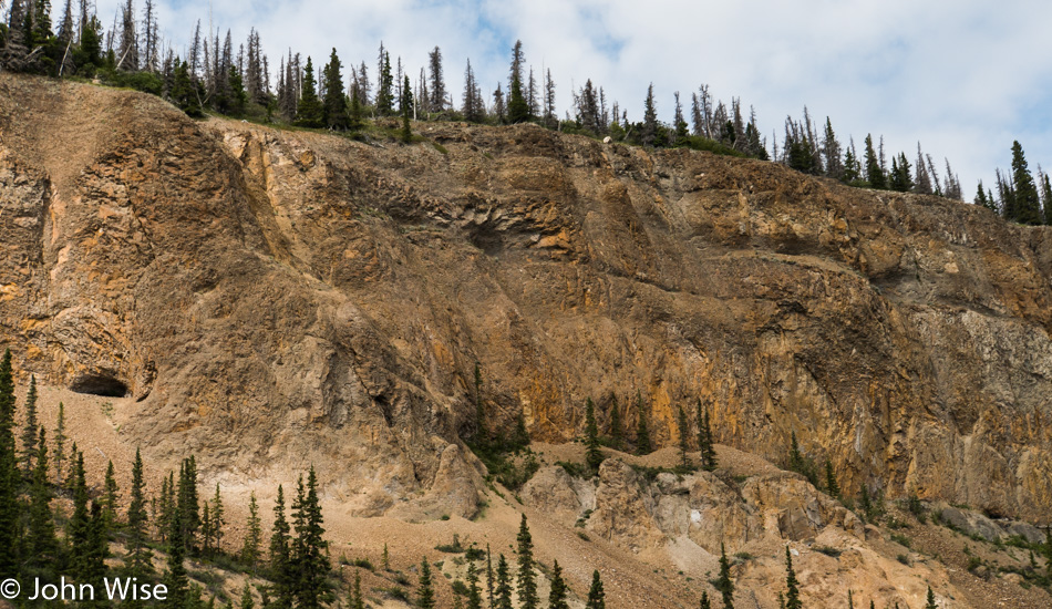 Cliff side detail next to the Alsek River in Yukon, Canada