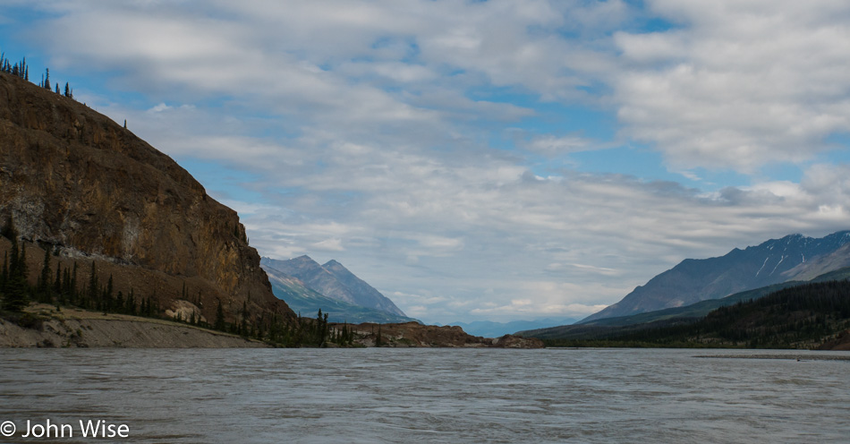 Looking south on the Alsek River in Yukon, Canada