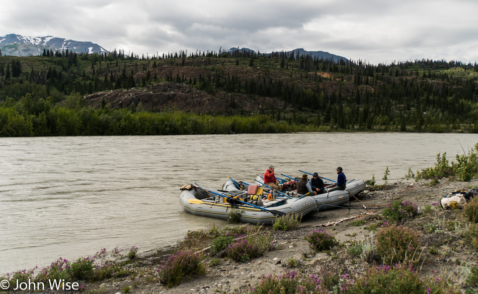 Our campsite at Lat: 60.471250 Lon: -137.814066 off the Alsek in Yukon, Canada