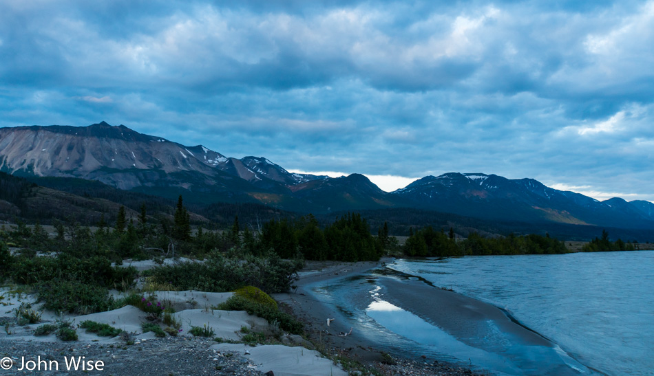 Night time on the Alsek in July in the Yukon, Canada