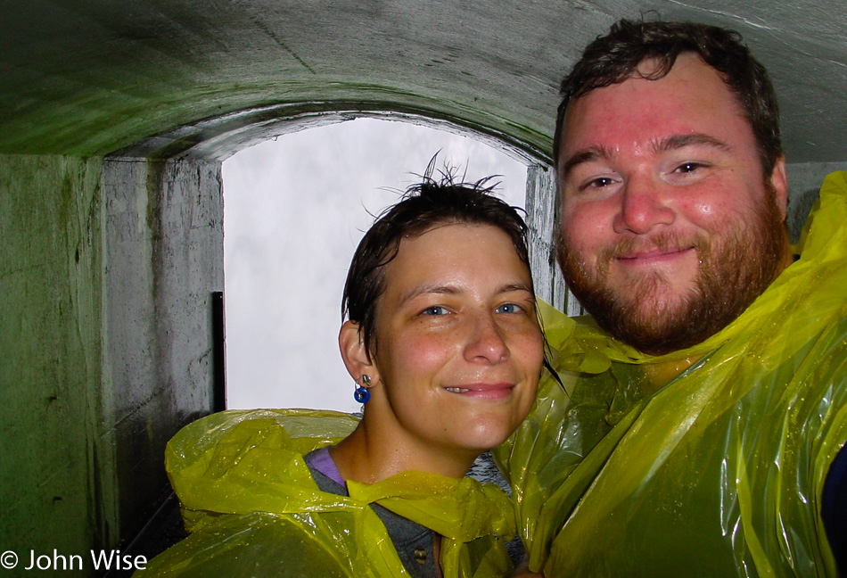 Caroline Wise and John Wise at the Journey Behind the Falls at Niagara Falls, Canada