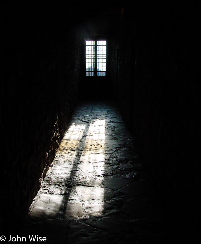 Looking out of a cell at Fort Niagara in Youngstown, New York