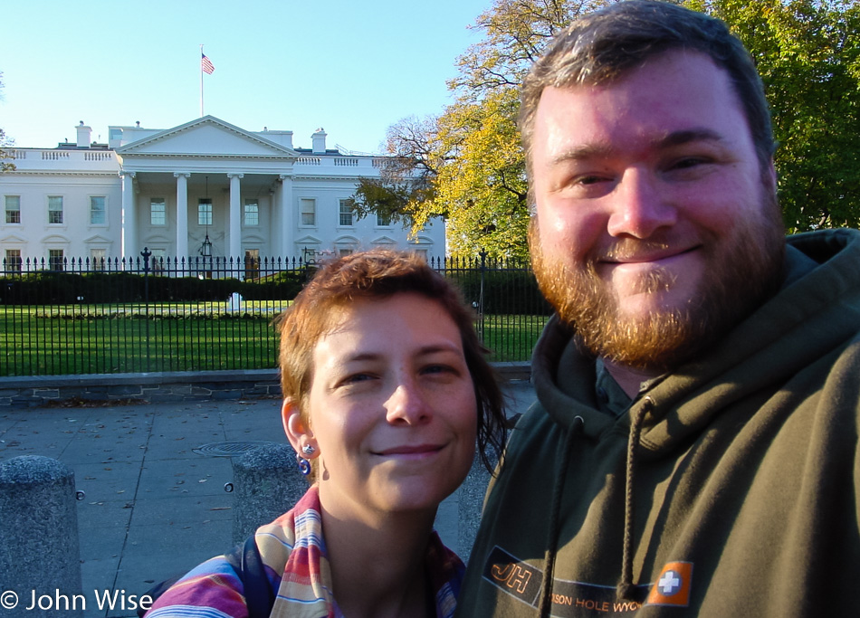Caroline Wise and John Wise in front of the White House in Washington D.C.