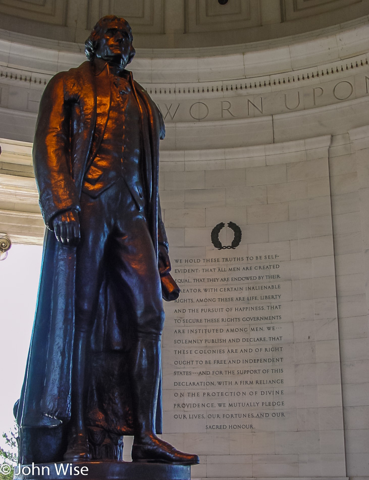 Bronze of President Jefferson at the memorial honoring his contribution to the United States