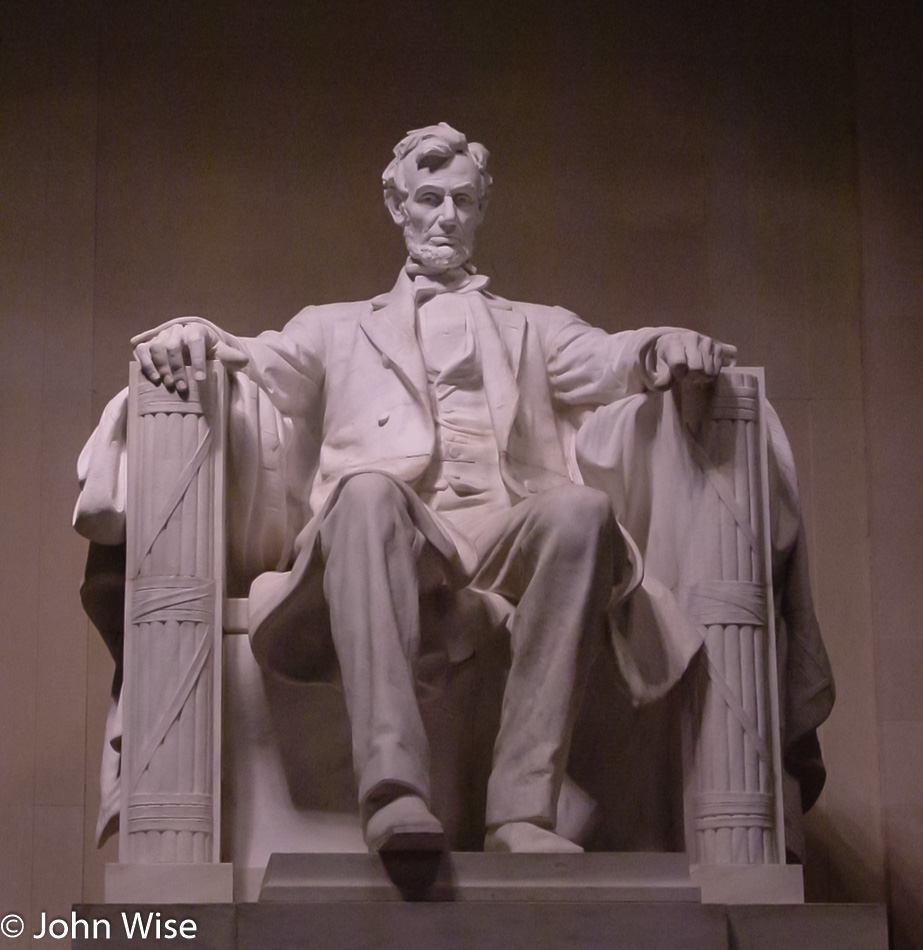 Abraham Lincoln seated in the Lincoln Memorial in Washington D.C.