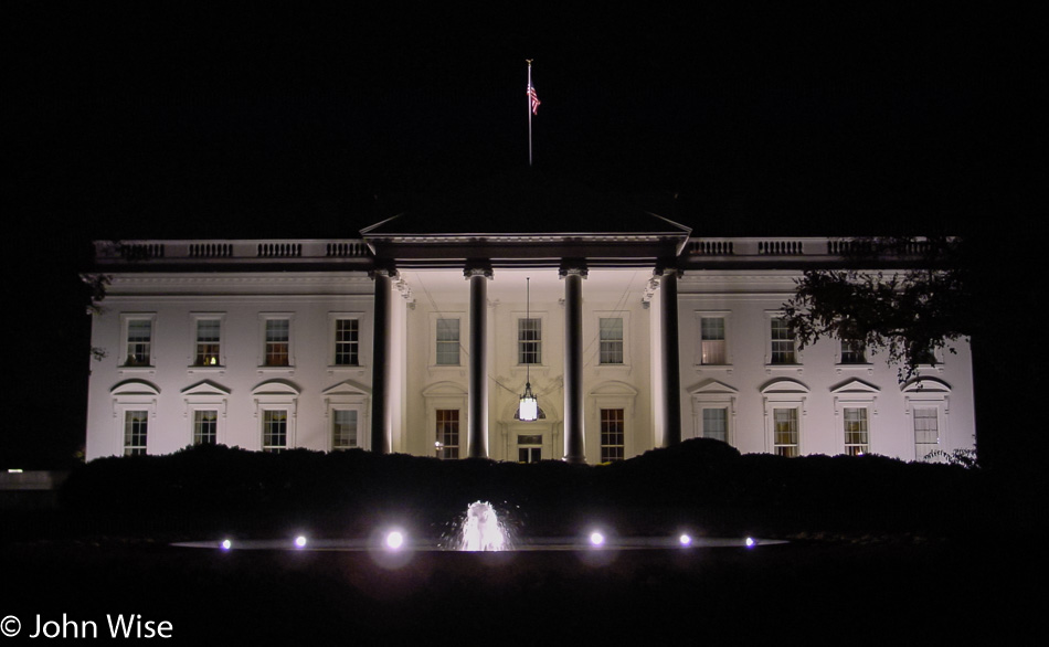 The White House at night in Washington D.C.