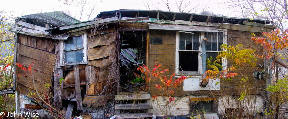 Dilapidated old house next to the road in West Virginia 