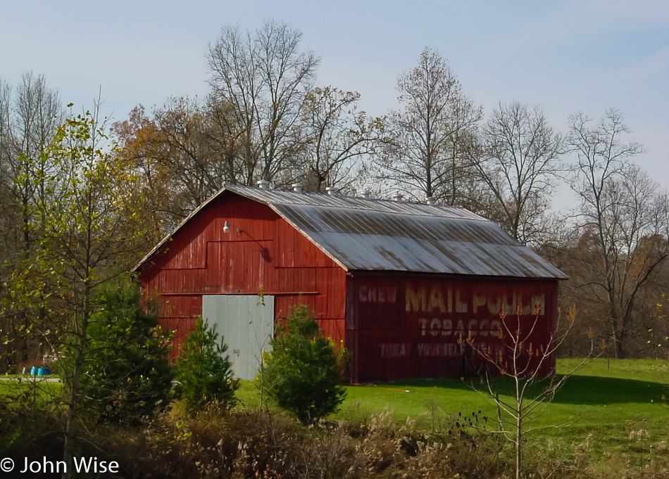 Mail Pouch Tobacco stenciled on a barn in Kentucky