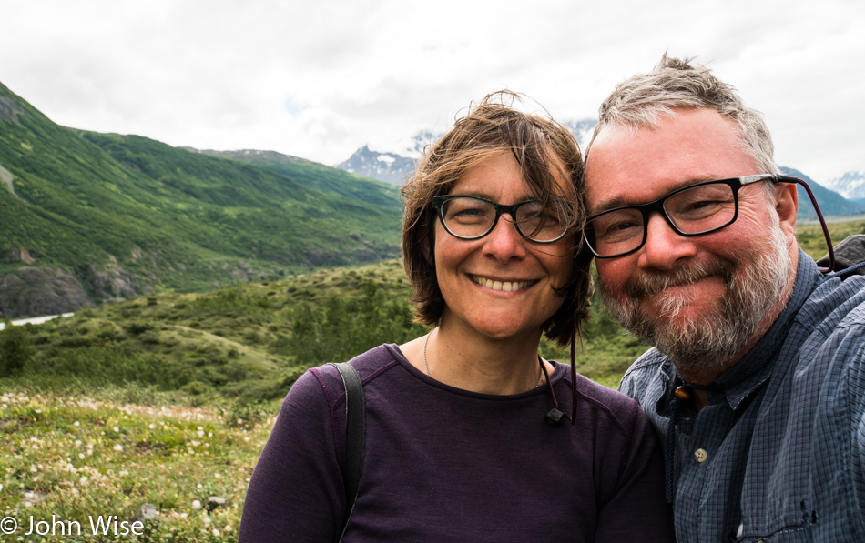 Caroline Wise and John Wise in the Serengeti next to the Alsek river in British Columbia, Canada