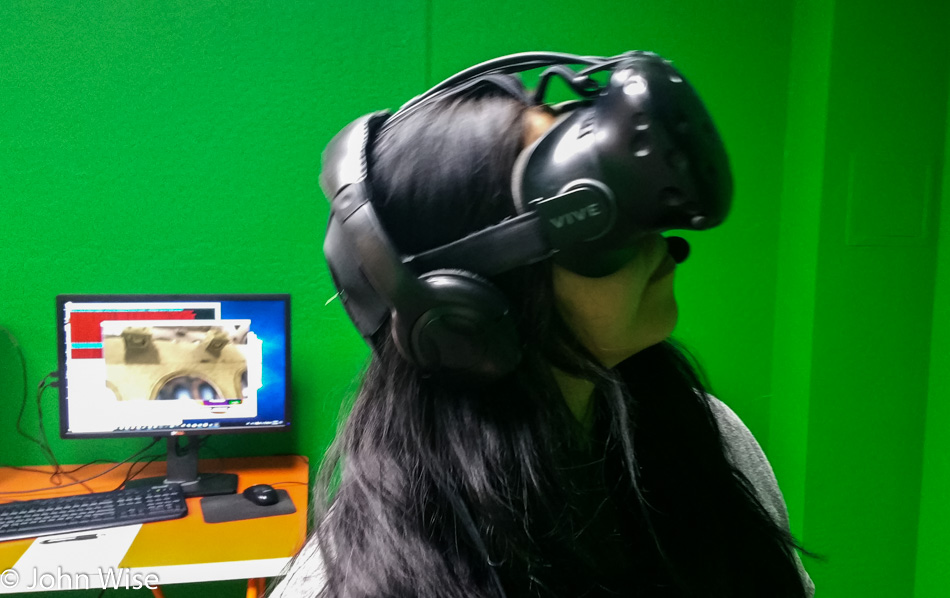 Adriana demoing some updates in Hypatia by TimefireVR LLC
