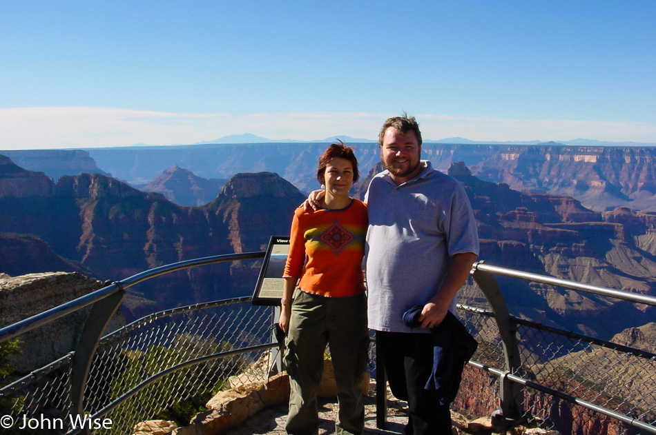 Caroline Wise and John Wise on the north rim of the Grand Canyon in Arizona
