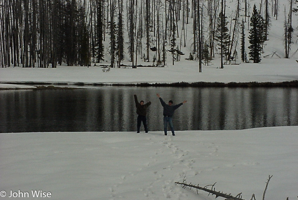 Caroline Wise and Axel Rieke in Yellowstone National Park, Wyoming