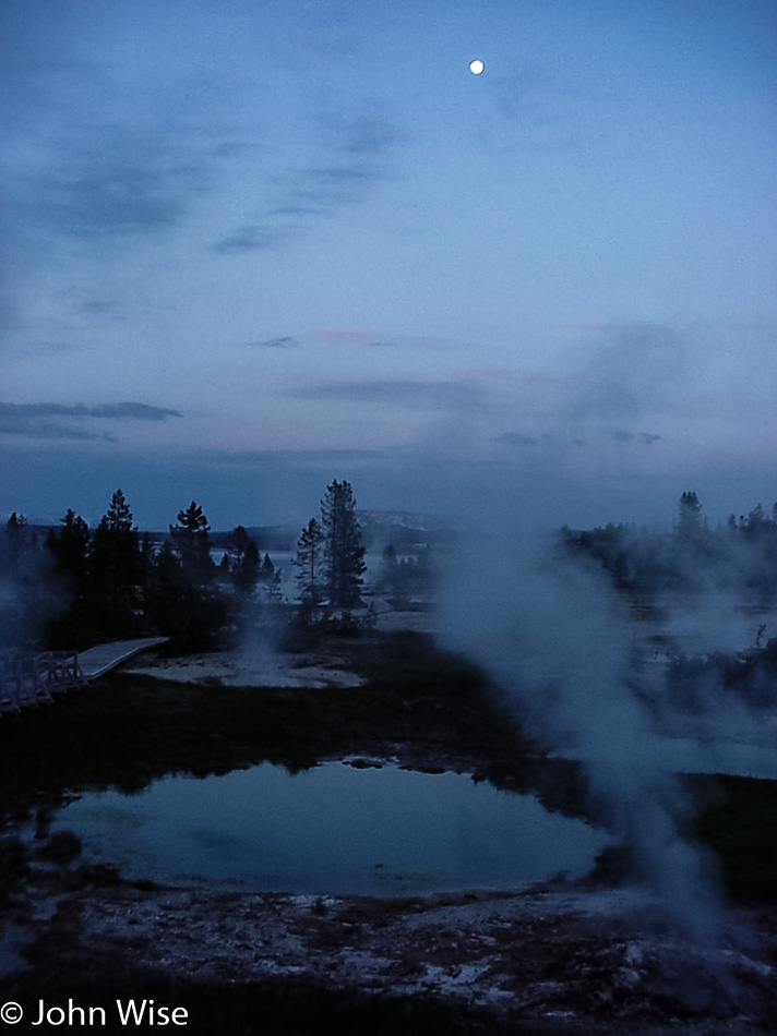 Evening starts to descend on Yellowstone National Park, Wyoming