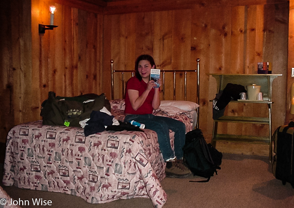 Ruby Rieke at Old Faithful Inn in Yellowstone National Park, Wyoming