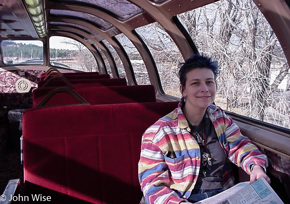 Caroline Wise on the train to the Grand Canyon National Park in Arizona