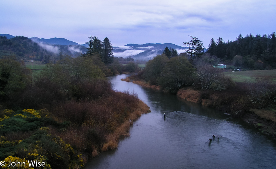 Fishing in Elk River north of Port Orford, Oregon