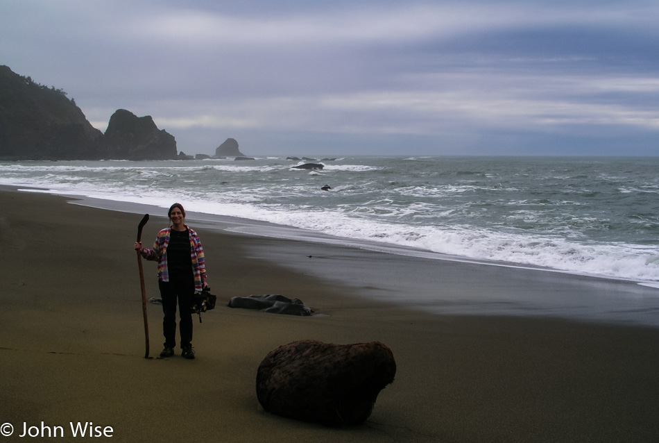 Caroline Wise on Enderts Beach in Crescent City, California