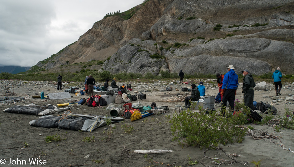 Camp at Tweedsmuir Glacier on the Alsek River in British Columbia, Canada