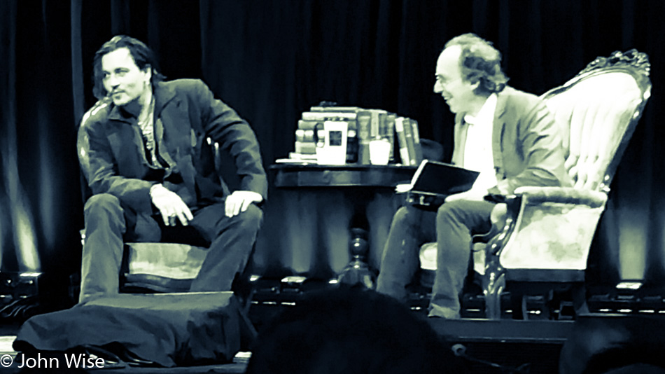 Johnny Depp and Lawrence Krauss at Gammage Auditorium in Tempe, Arizona