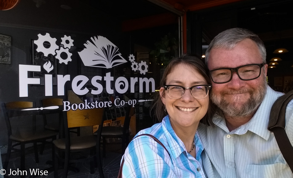 Caroline Wise and John Wise at Firestorm Bookstore in Asheville, North Carolina