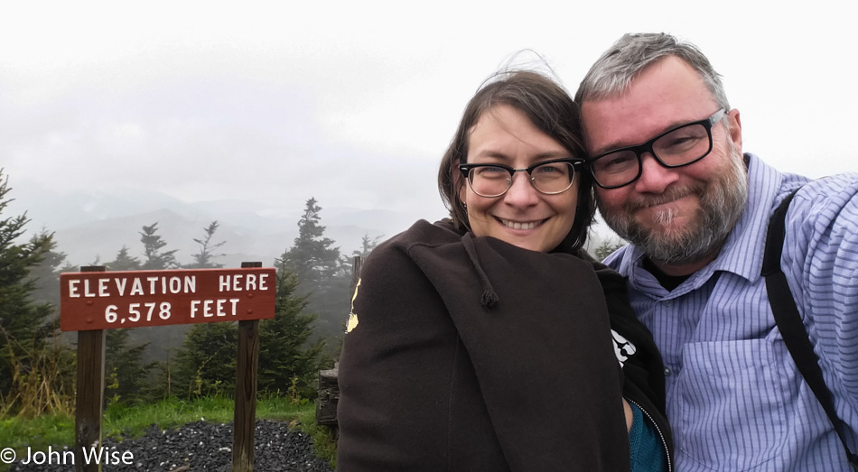 Caroline Wise and John Wise at Mt. Mitchell in North Caroline which is the highest point east of the Mississippi River