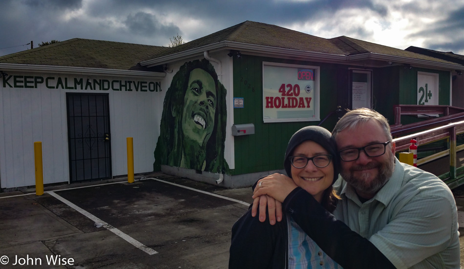 Caroline Wise and John Wise making a pit stop at 420 Holiday in Longview, Washington