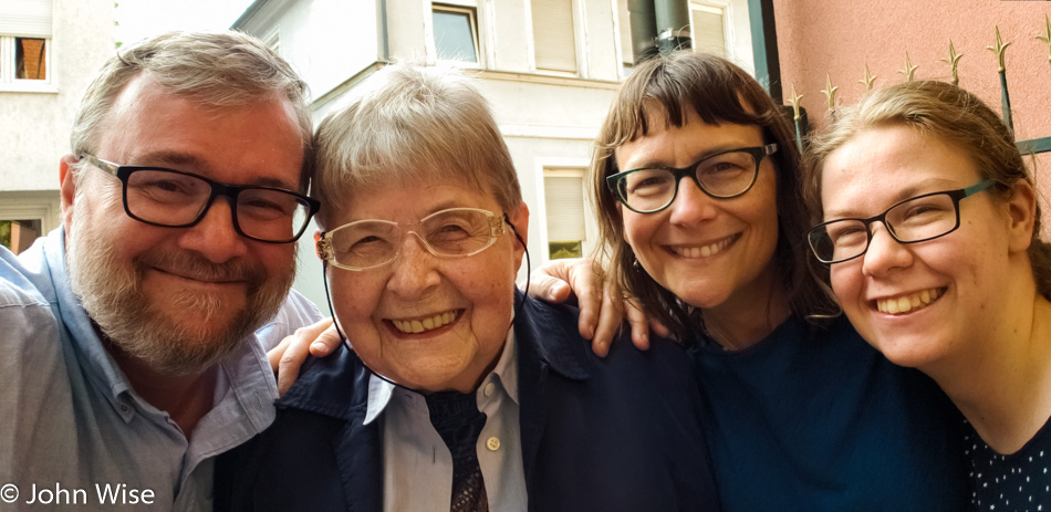 John Wise, Jutta Engelhardt, Caroline Wise and Katarina Engelhardt in Frankfurt, Germany