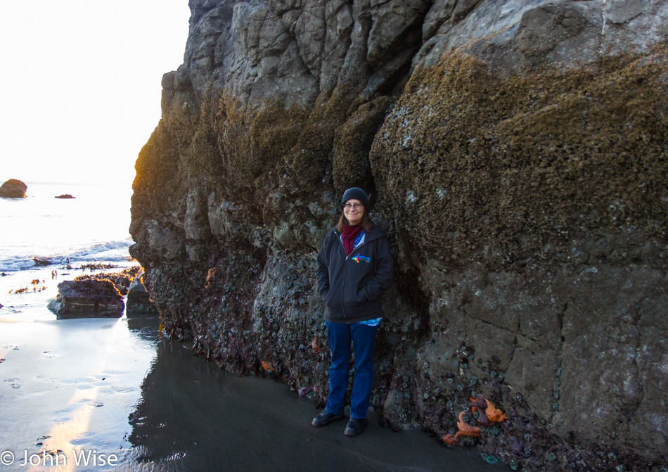 Caroline Wise on the beach at Port Orford, Oregon