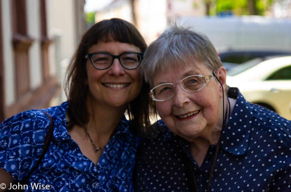 Caroline Wise and Jutta Engelhardt around the corner from Jutta's apartment in Frankfurt, Germany