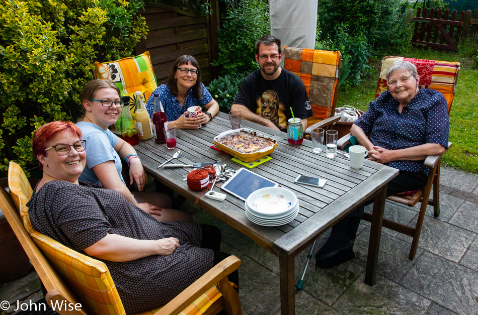 The Engelhardt's at dinner in Frankfurt, Germany