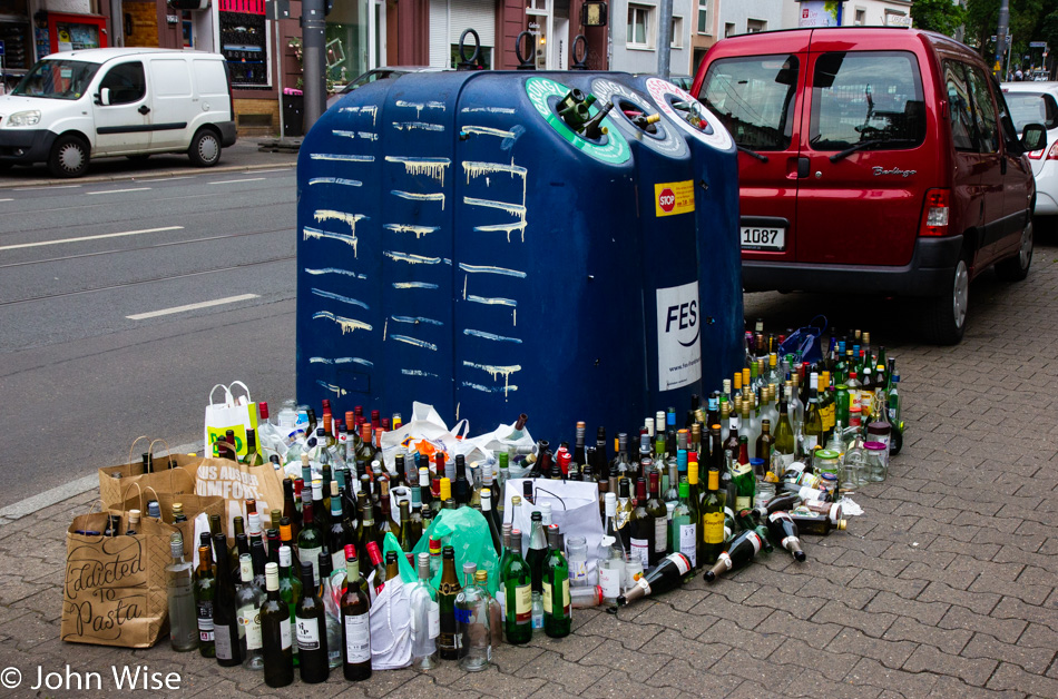 Bottles for recycling on the streets of Frankfurt, Germany