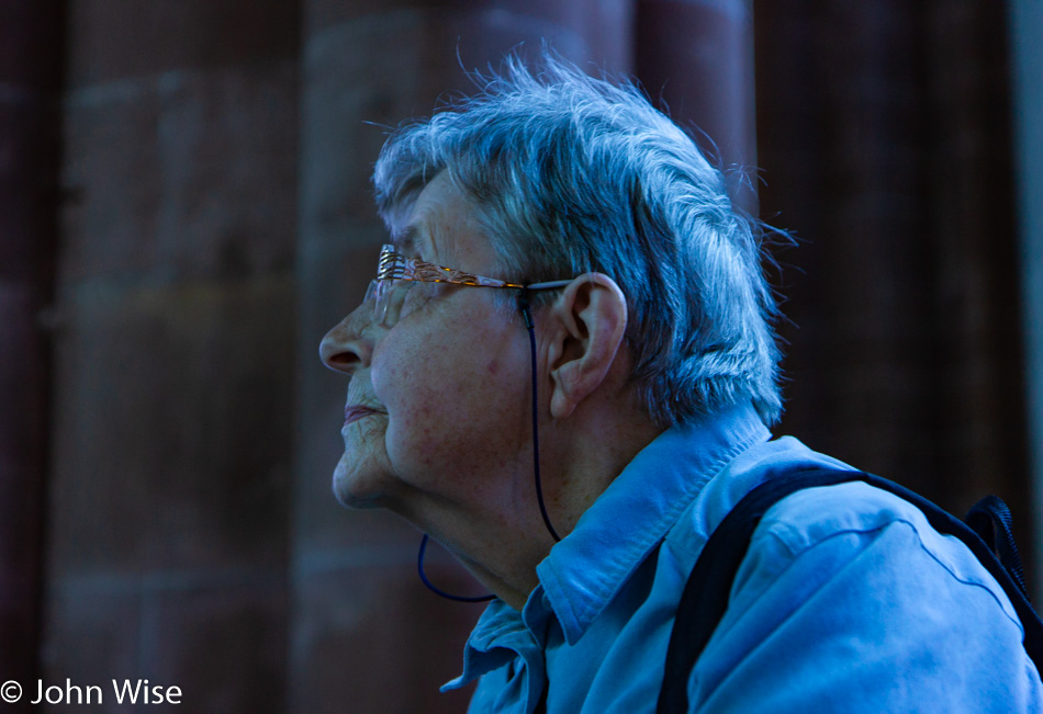 Jutta Engelhardt in St. Stephan Church in Mainz, Germany