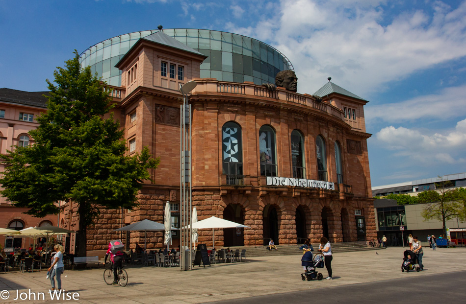 Walking to the main cathedral in Mainz, Germany