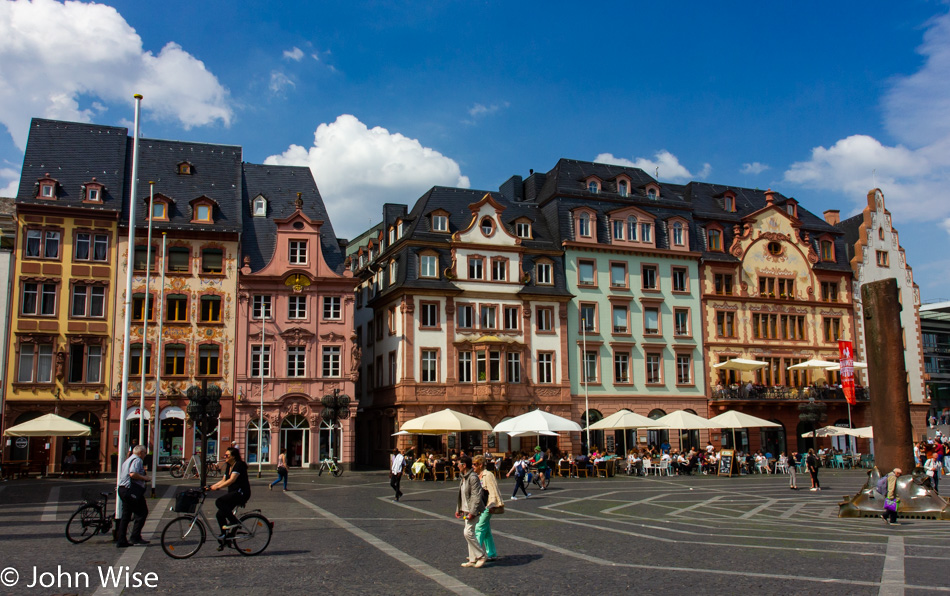 Walking to the main cathedral in Mainz, Germany