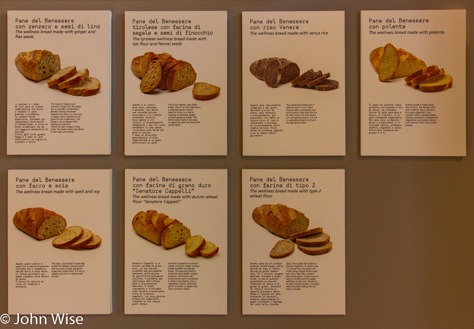 Chart of bread types found in Como, Italy