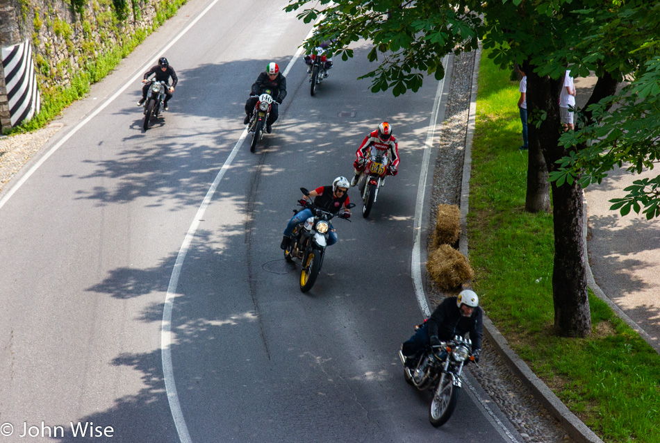 Grand Prix motorcyclists in Bergamo, Italy