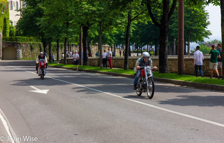 Grand Prix motorcyclists in Bergamo, Italy