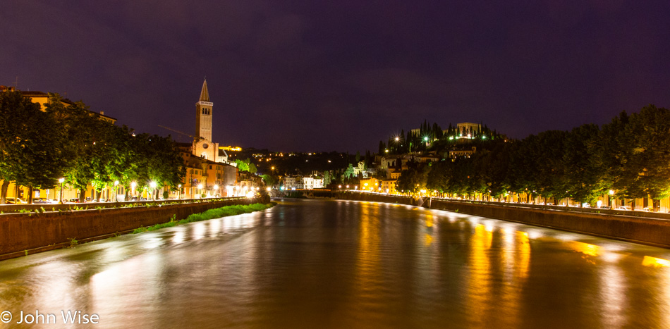 The Adige River in Verona, Italy